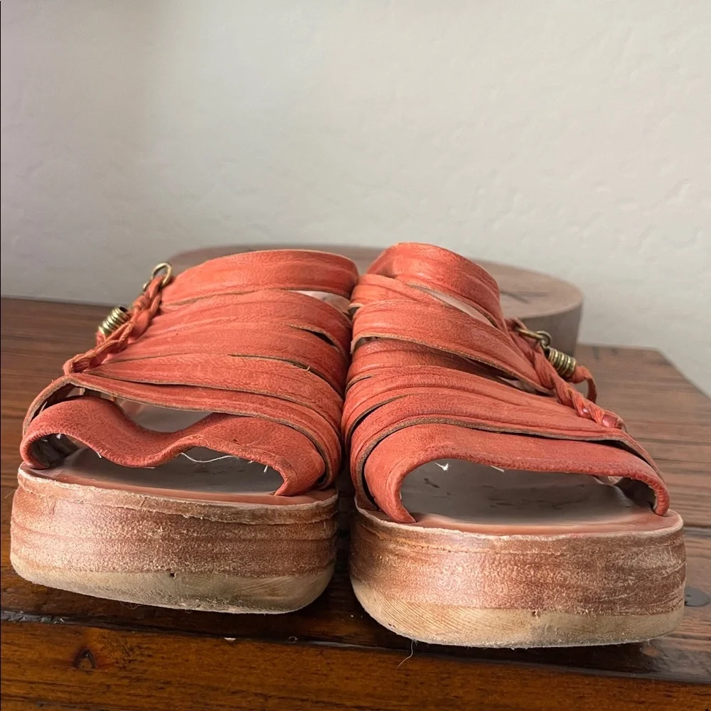 A.S.98 Nicolls Strappy Leather Platform Wedge Sandal in Rust Orange Sz 10.5 (42)